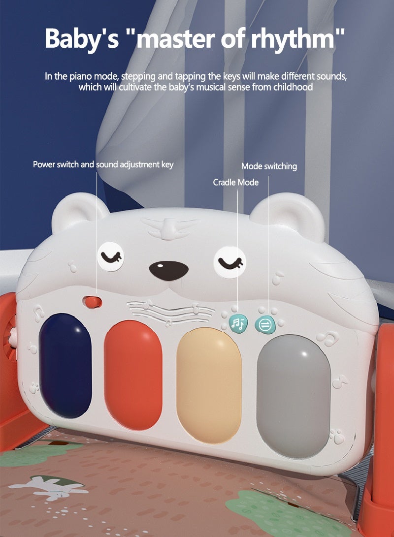 يولين بساط لعب للأطفال، بساط لعب موسيقي غير سام، بساط داخلي مع خشخيشة موسيقية للأطفال، مركز أنشطة موسيقية متعدد الألوان، بساط مبطن لوقت الاستلقاء على البطن للأطفال حديثي الولادة والأطفال الصغار - Image 4